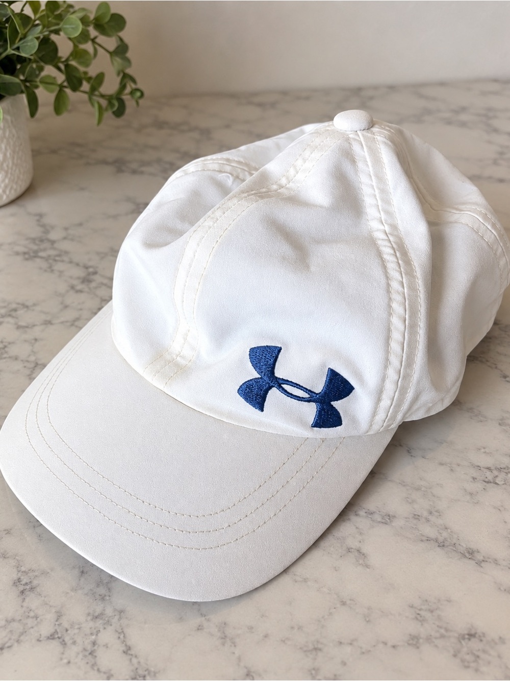 Under Armour White Baseball Cap with Blue Logo
